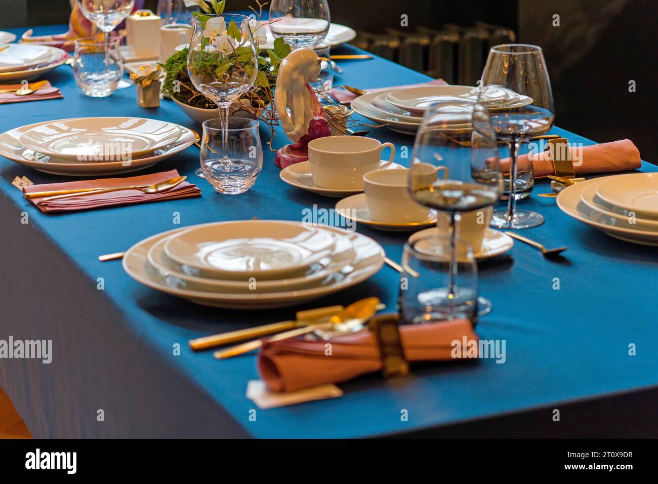 Festively set table Stock Photo