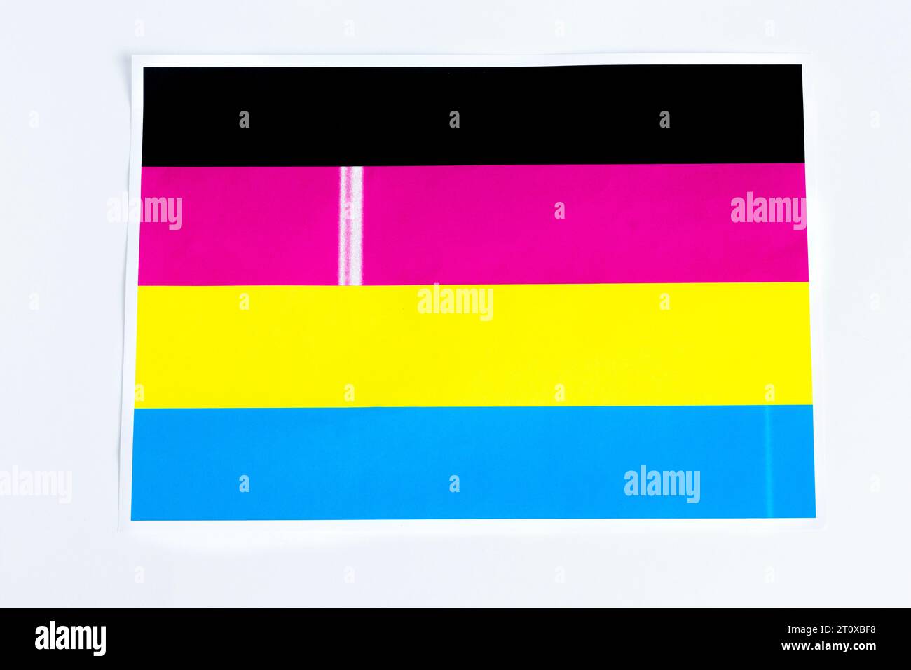 Printer test 4 colors for printing problems. White stripes on paper