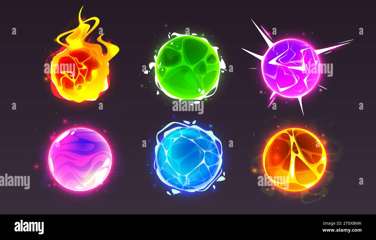 Magic orb ball game icon with fire glow effect. Crystal power sphere