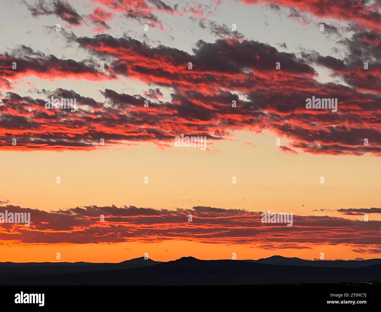 Coastal red sunset in the New Mexico desert Stock Photo
