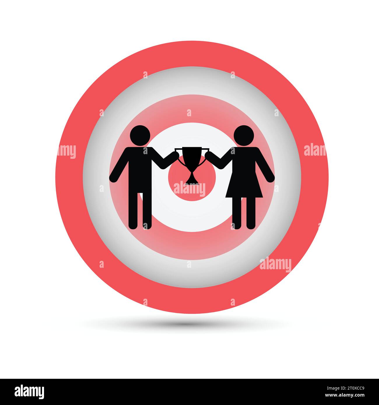 Silhouette of a man and a woman holding a cup on a target Stock Vector