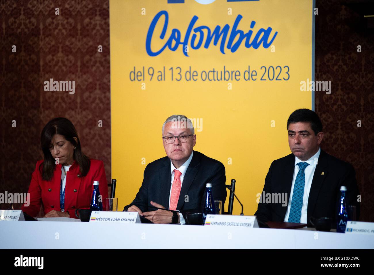 Bogota, Colombia. 09th Oct, 2023. Colombia's minister of justice Nestor Osuna during the installation of the 162 session of the Inter-American Court of Human Rights (IACHR) in Bogota, Colombia, October 9, 2023. The court will review the cases of Chile, Guatemala and Brazil. Photo by: Chepa Beltran/Long Visual Press Credit: Long Visual Press/Alamy Live News Stock Photo