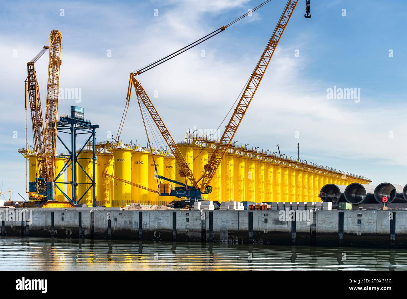 Rotterdam, the Netherlands-September 16, 2023; Construction site of SIF company a steel tubular manufacturer for offshore foundations for wind farms w Stock Photo