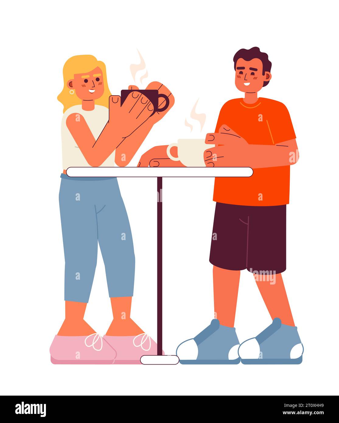 Coffee outing semi flat color vector character Stock Vector