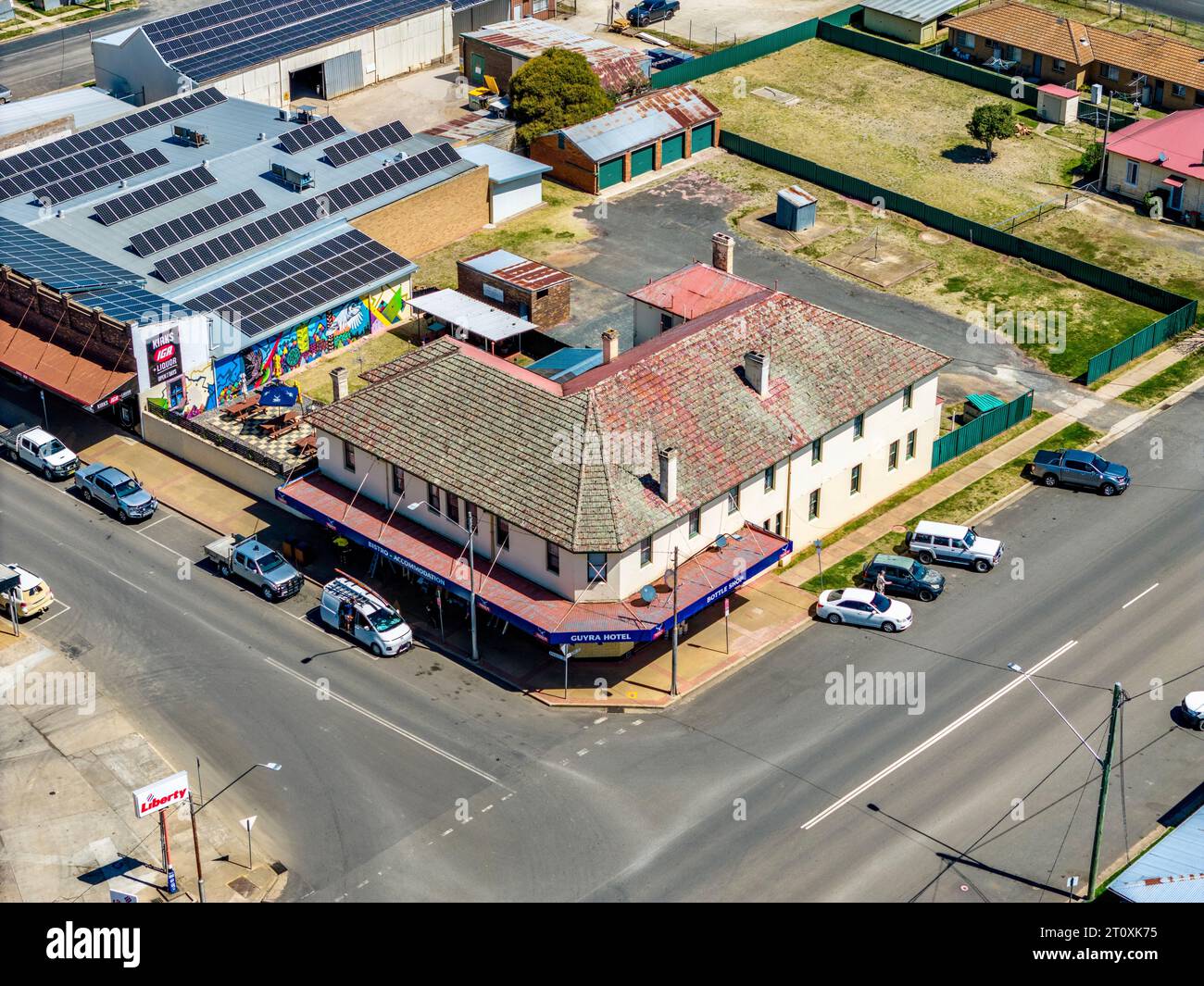 An aerial view of houses at Guyra, New South Wales, Australia Stock ...