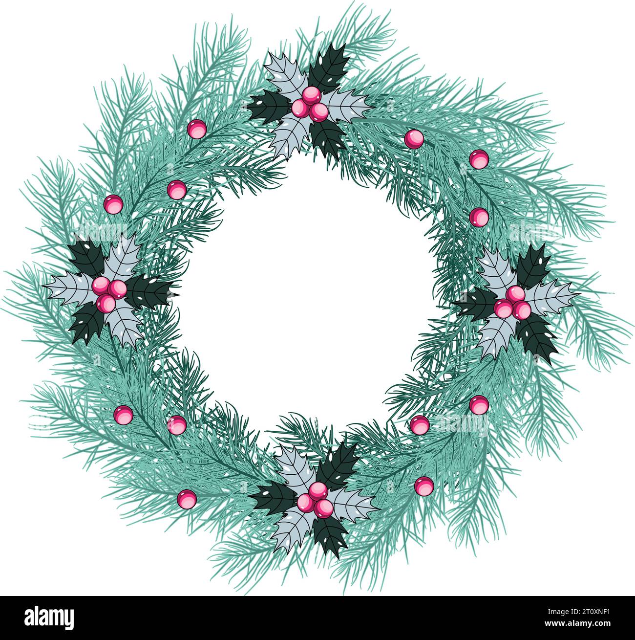 Winter christmas greenery border holly Stock Vector Images - Alamy
