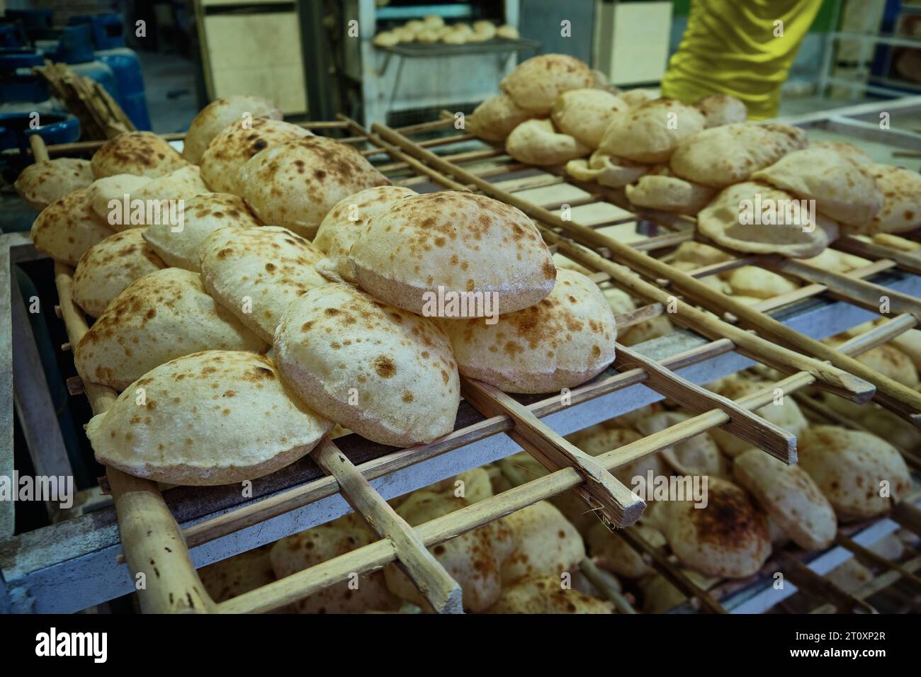 Freshly baked pita bread from oven Stock Photo Alamy