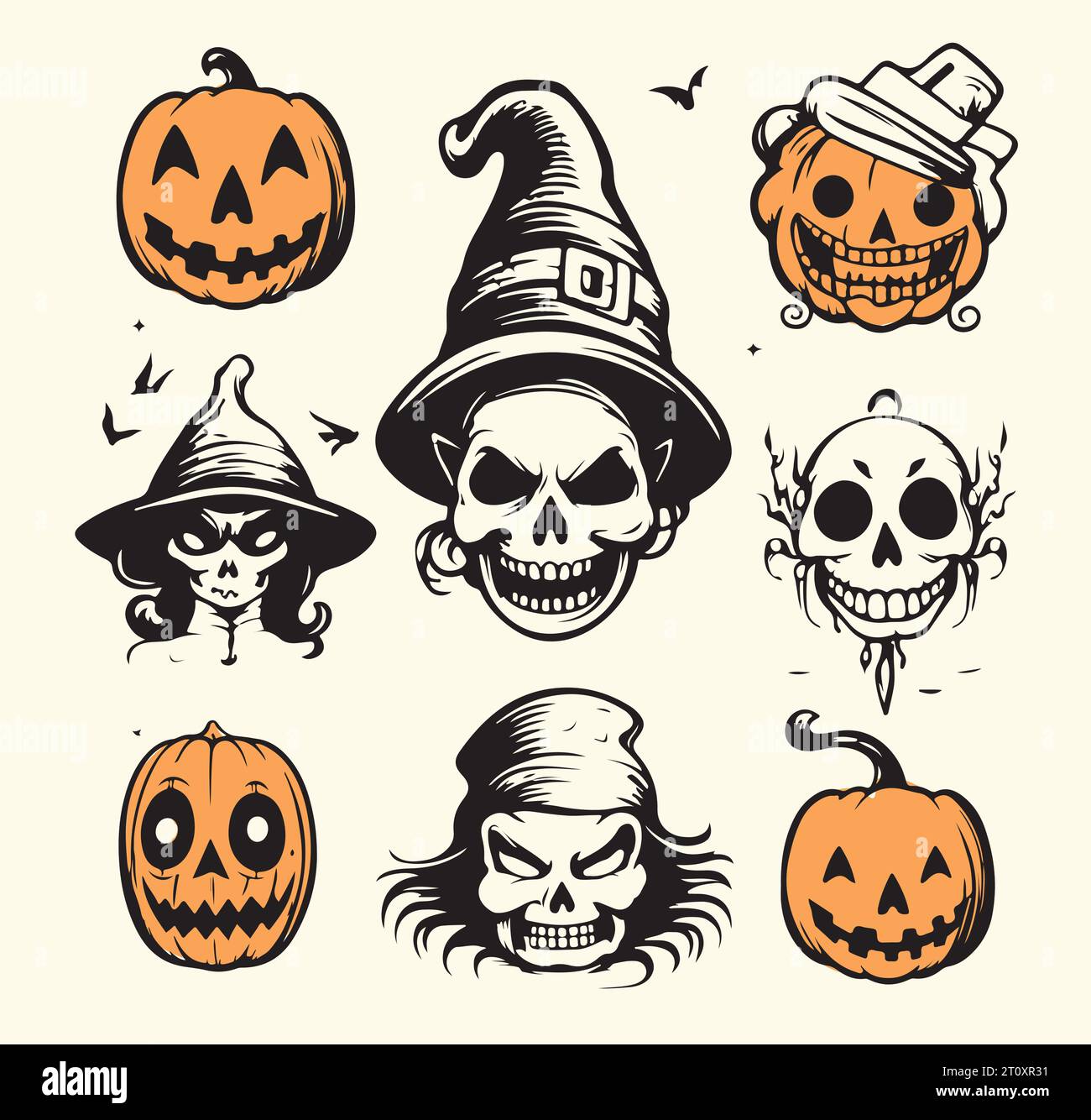 Halloween Icons And Signs Set Silhouette Hand Drawn Vector Stock Vector Image And Art Alamy 5862