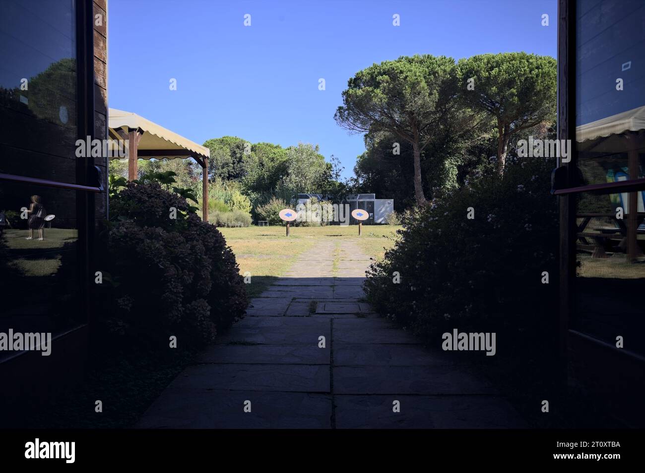 Entrance and main pavillion of the Butterflies House in Milano