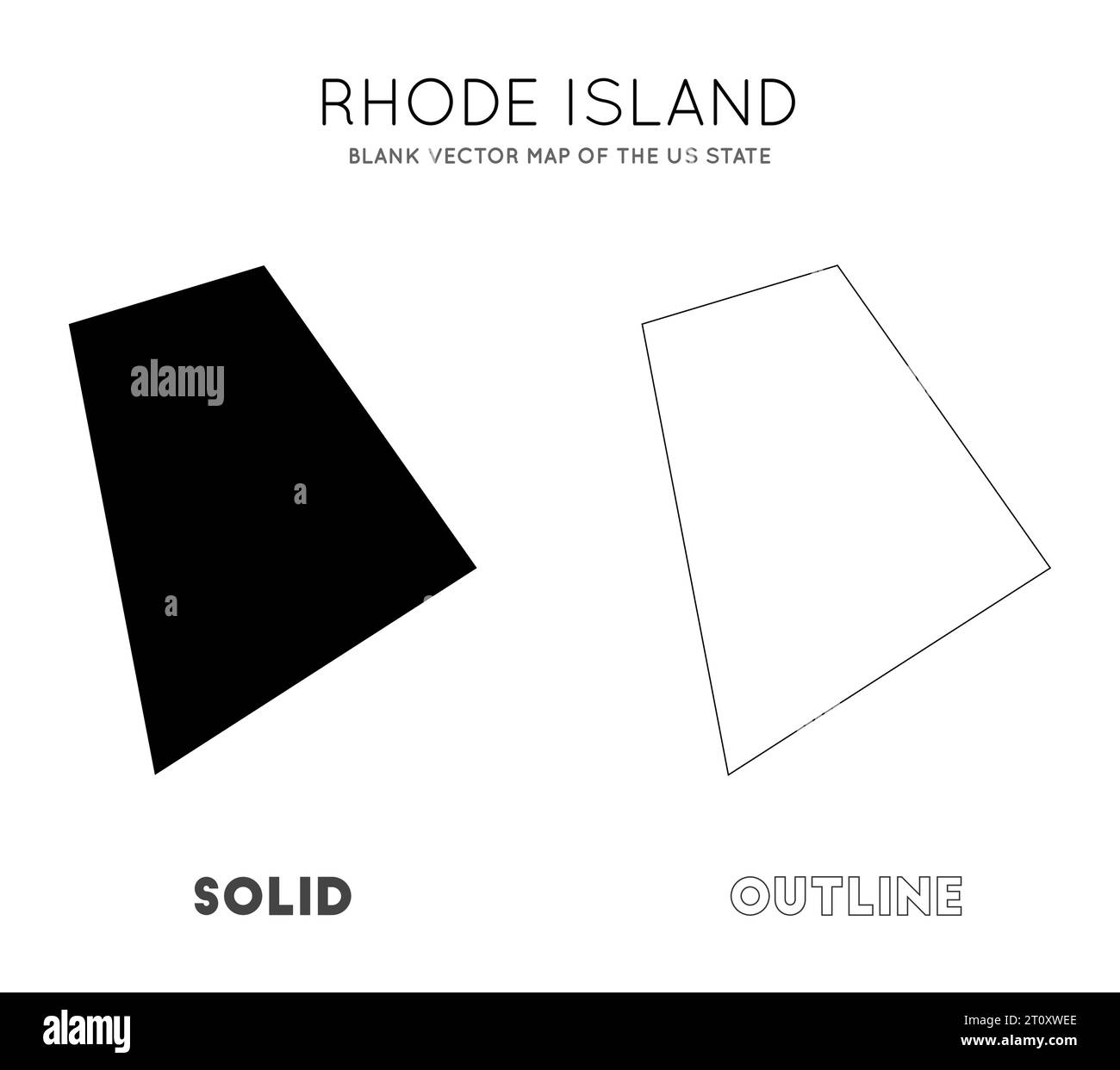 Rhode Island map. Blank vector map of the Us State. Borders of Rhode Island for your infographic. Vector illustration. Stock Vector