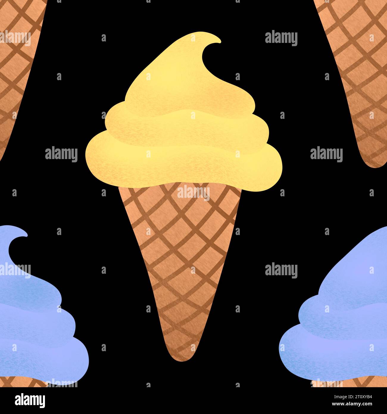 Summer cartoon seamless ice cream pattern for wallpaper and wrapping ...