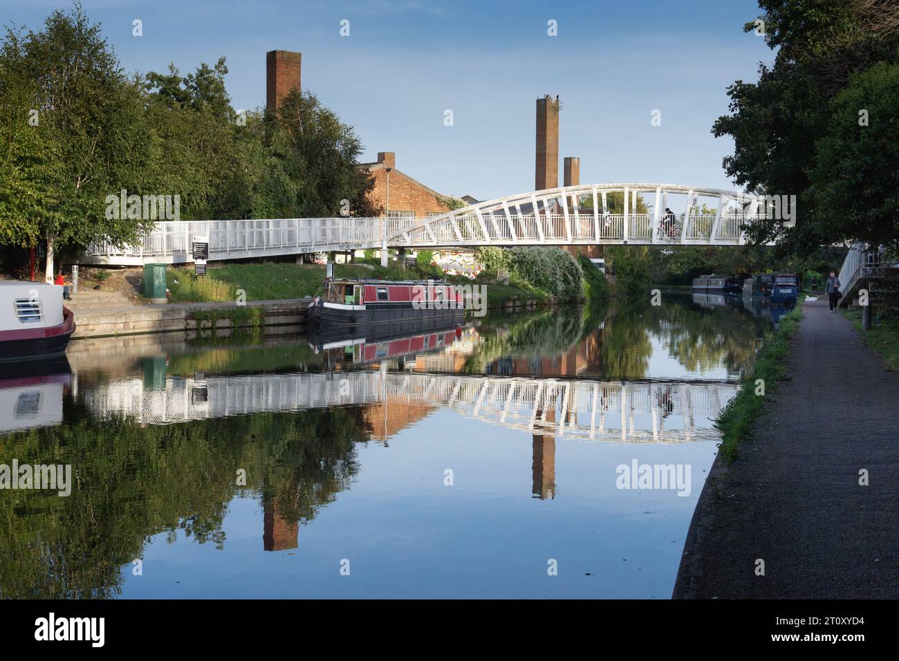 The Grand Union Canal in England is part of the British canal system. It is the principal navigable waterway between London and the Midlands Stock Photo