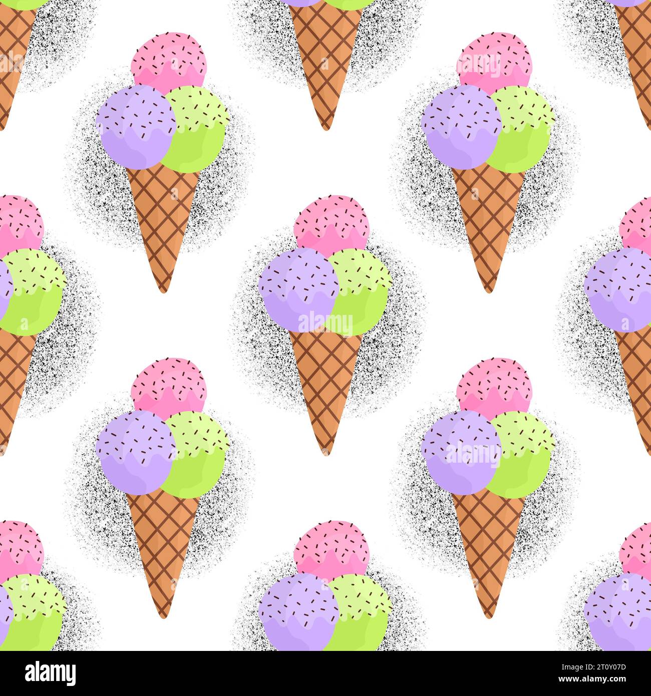 Summer cartoon seamless ice cream pattern for wallpaper and wrapping ...