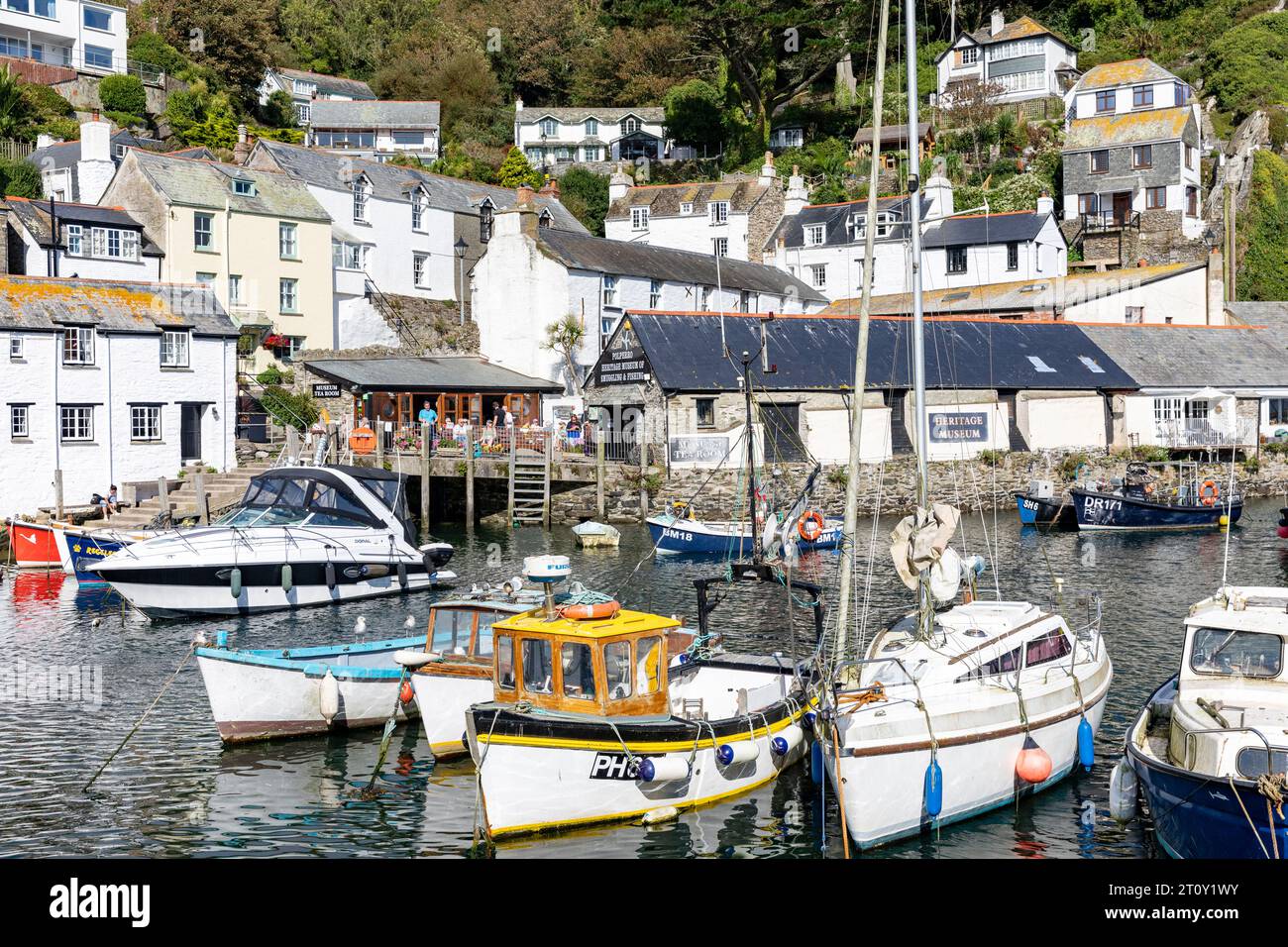 Polperro Cornwall small fishing village on the Cornish coast with active fishing harbour and port, England,UK,september 2023 Stock Photo