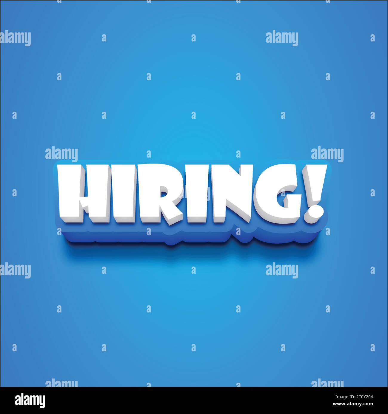 Vector 3D Hiring text on a blue blackground. Stock Vector