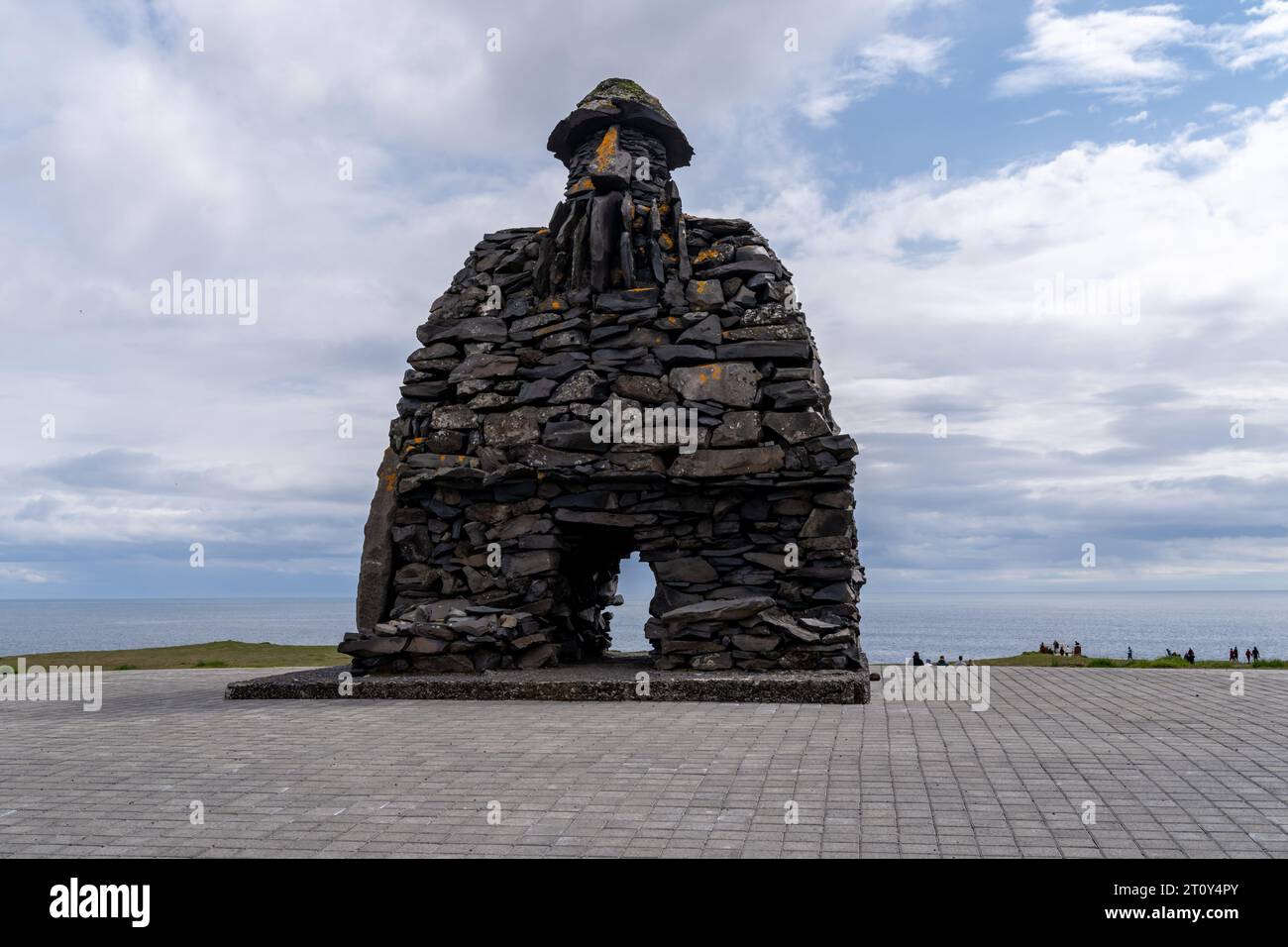 Arnarstapi , Iceland - July 1, 2023: The Bardur statue created by Ragnar Kjartansson. Based on an ancient saga of Bardur, who was half man and half tr Stock Photo