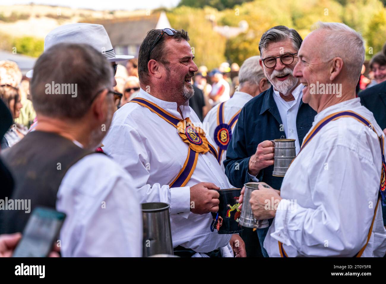 Members of The Brighton Morris Team At The Annual 'Dancing In The Old,' Celebration, Lewes, East Sussex, UK Stock Photo
