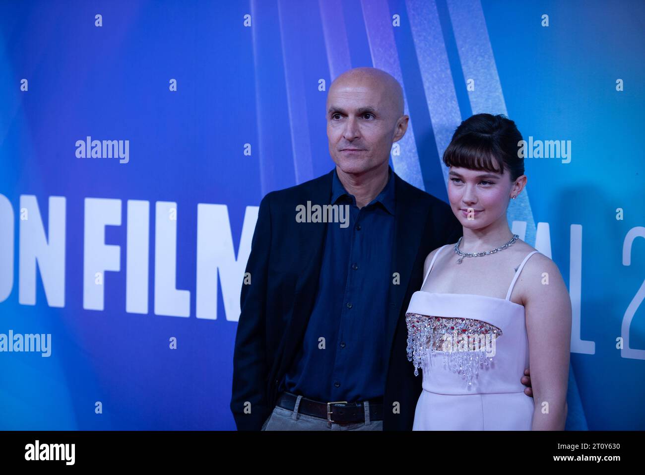 London, UK. 09th Oct, 2023. Producer Lorenzo Mieli and Cailee Spaeny