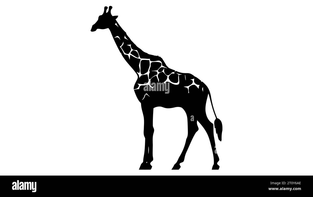 Silhouette of a giraffe isolated on white background Stock Vector Image