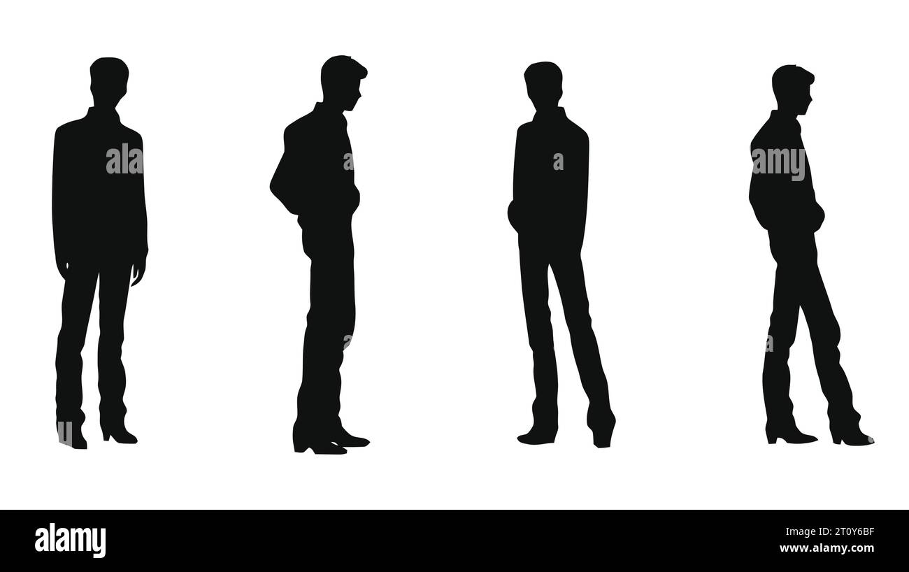 Set of black men silhouette. Vector isolated on white background Stock ...