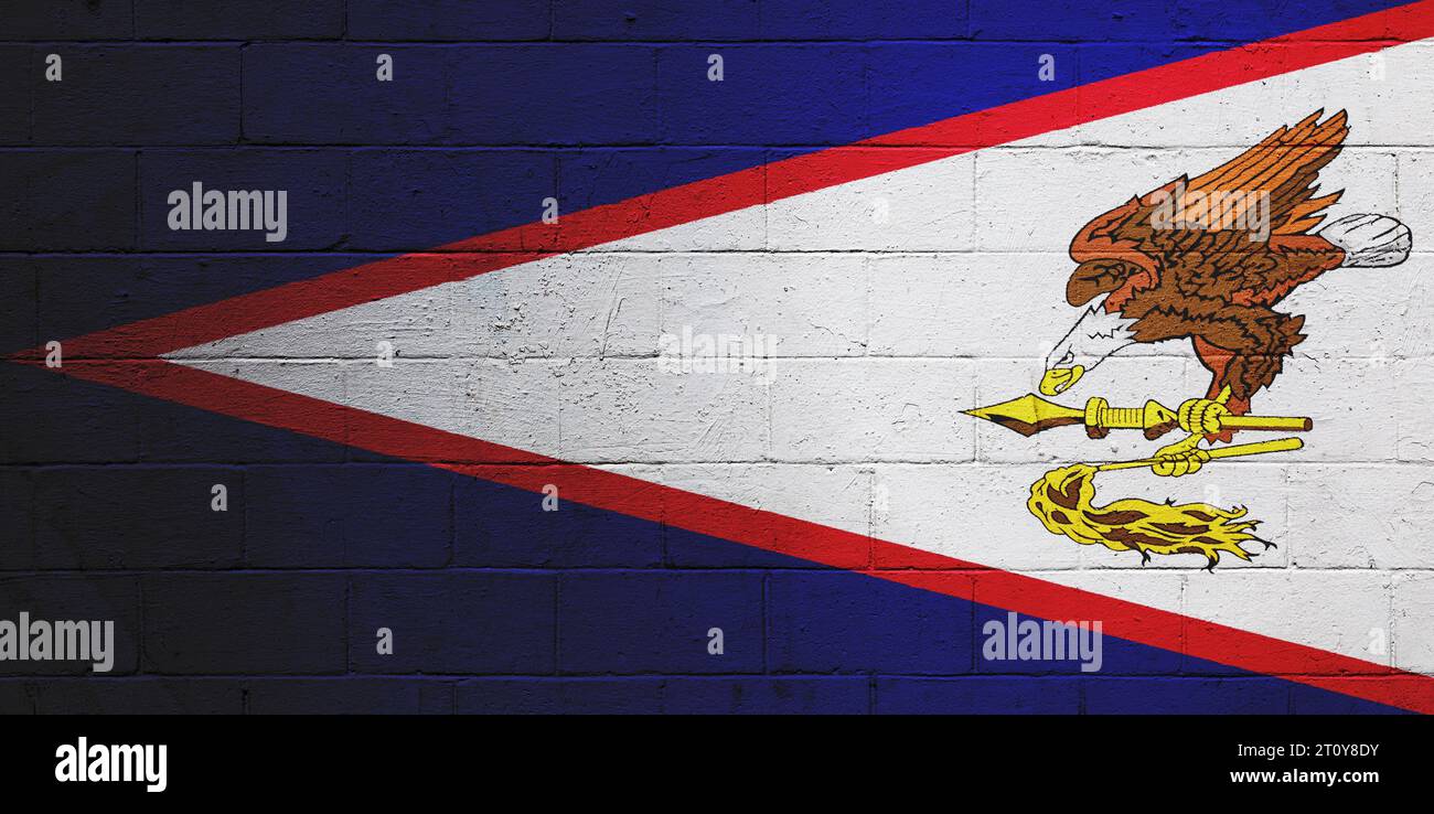 Flag of the American Samoa painted on a cinder block wall Stock Photo ...