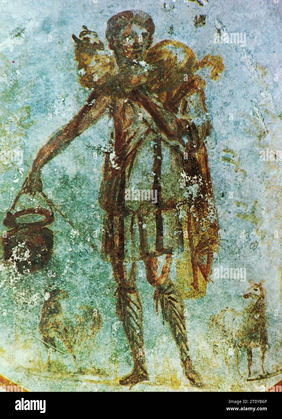 The Good Shepherd mural, Crypt of Lucina, catacomb of St. Callistus ...