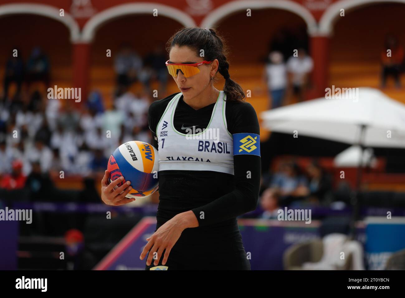 Tlaxcala, Mexico. 9th Oct, 2023. Carolina Solberg (1) of Brazil competes against team Germany