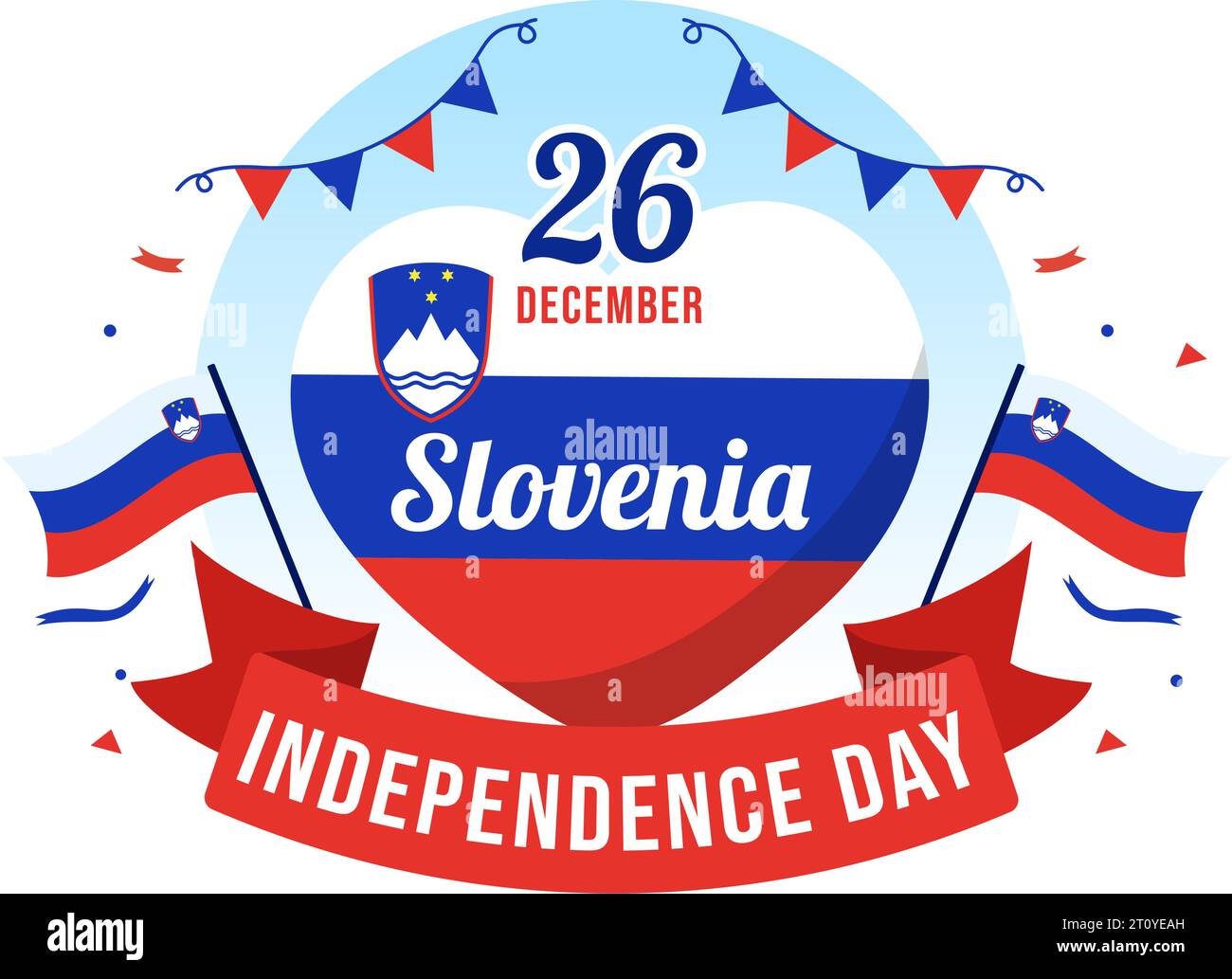 Slovenia Independence Day Vector Illustration on 26 December with Waving Flag Background Design in National Unity Holiday Celebration Flat Cartoon Stock Vector