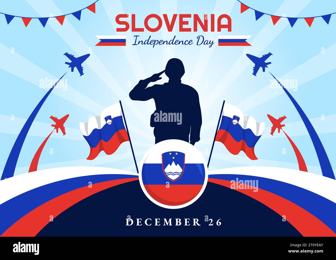 Slovenia Independence Day Vector Illustration on 26 December with Waving Flag Background Design in National Unity Holiday Celebration Flat Cartoon Stock Vector