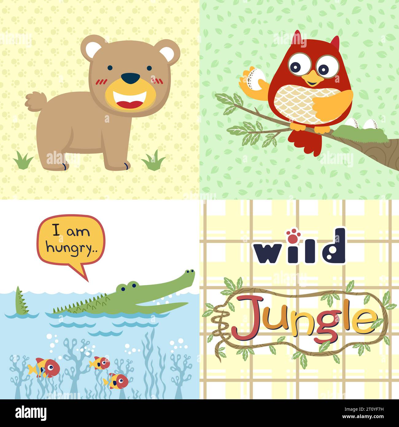 Vector illustration of jungle animals cartoon Stock Vector Image & Art ...