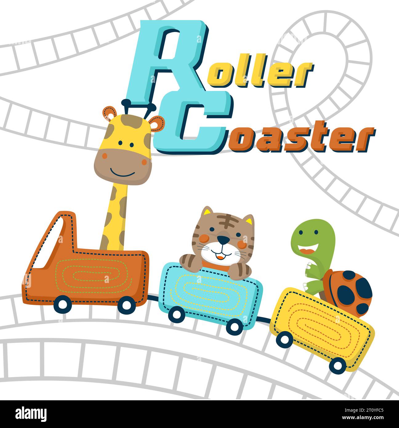 Vector cartoon of cute animals on roller coaster Stock Vector Image
