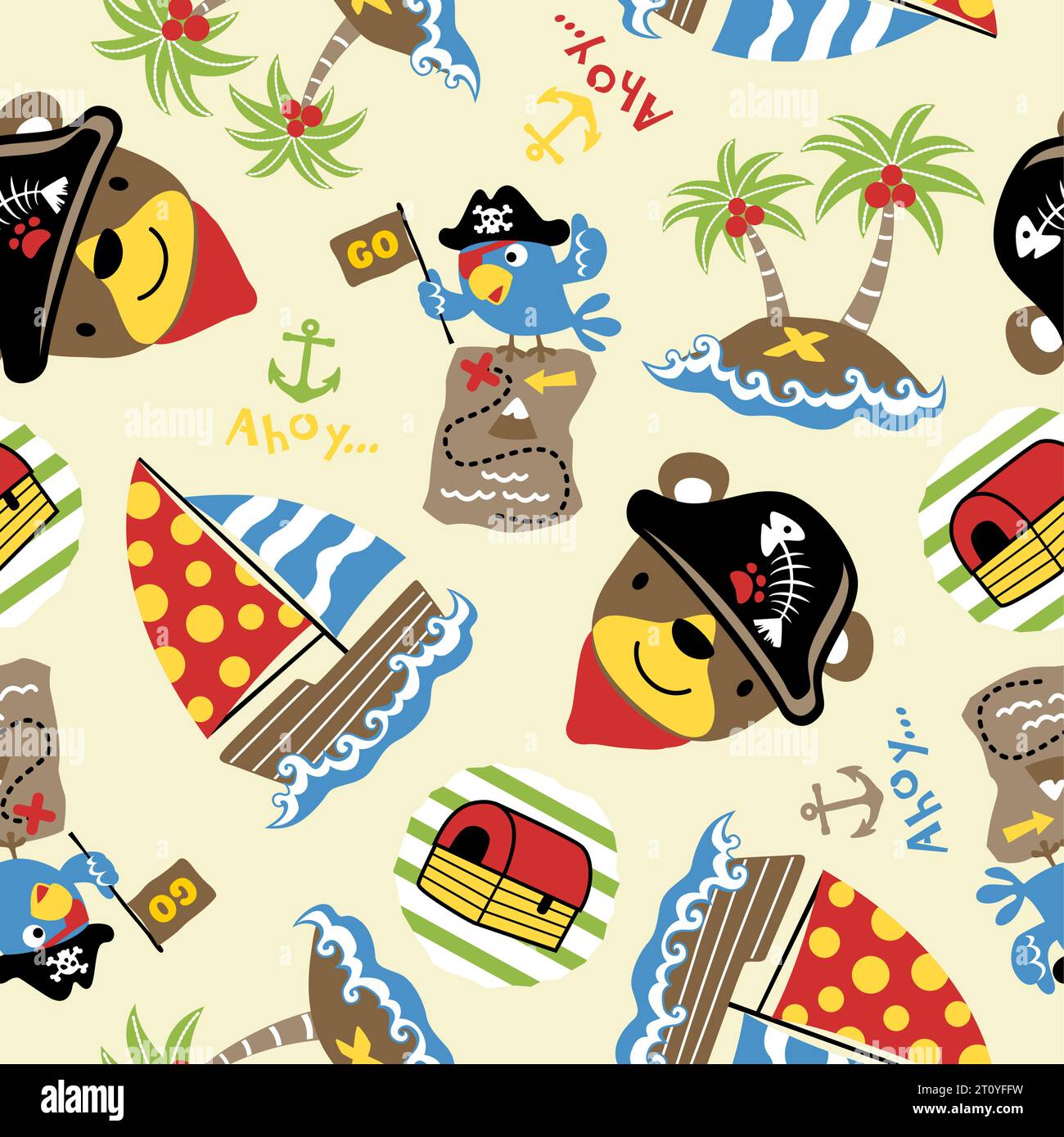 Pirate Bear Pattern Print Leather Tote Bag
