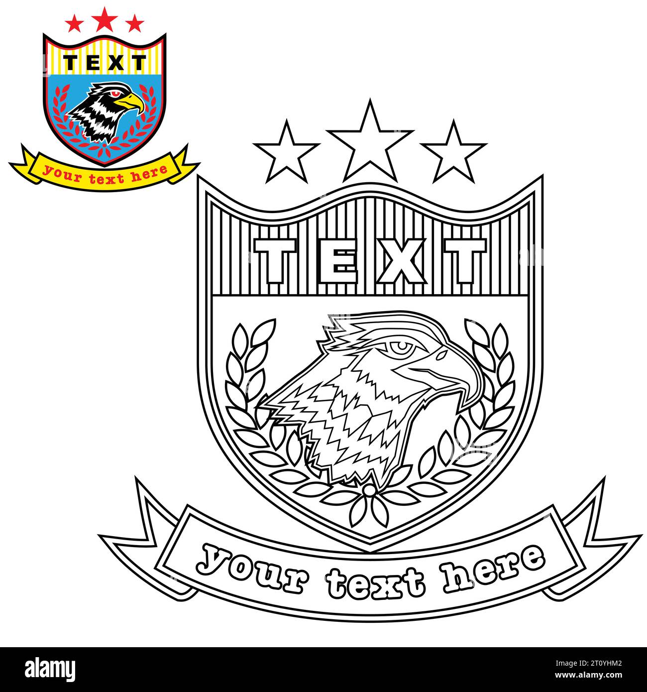 Logo vector with eagle head, coloring page or book Stock Vector