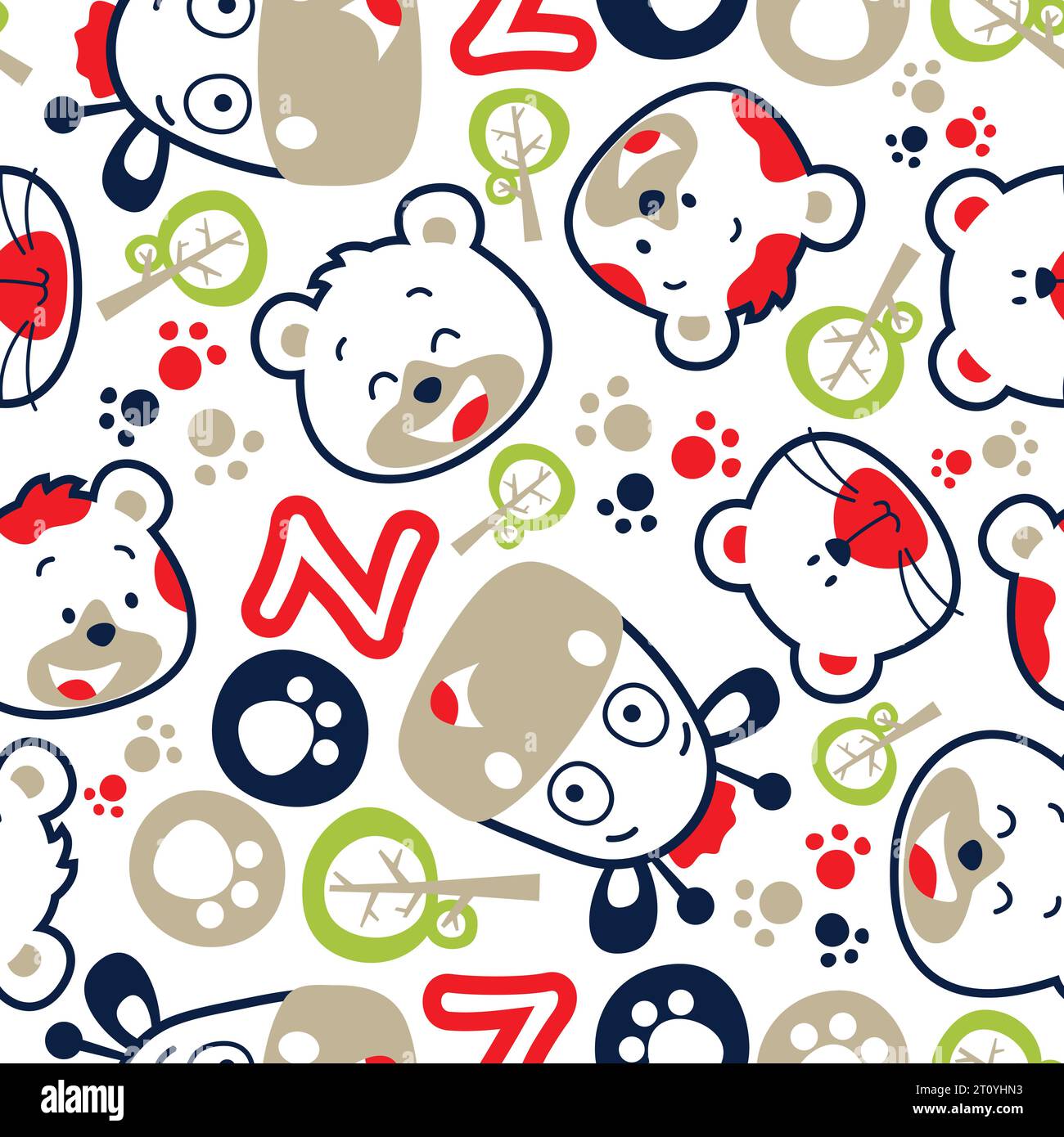 seamless vector pattern with funny animals cartoon Stock Vector