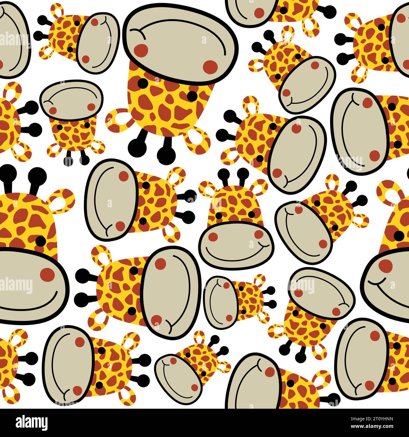 seamless vector pattern with giraffes head cartoon Stock Vector