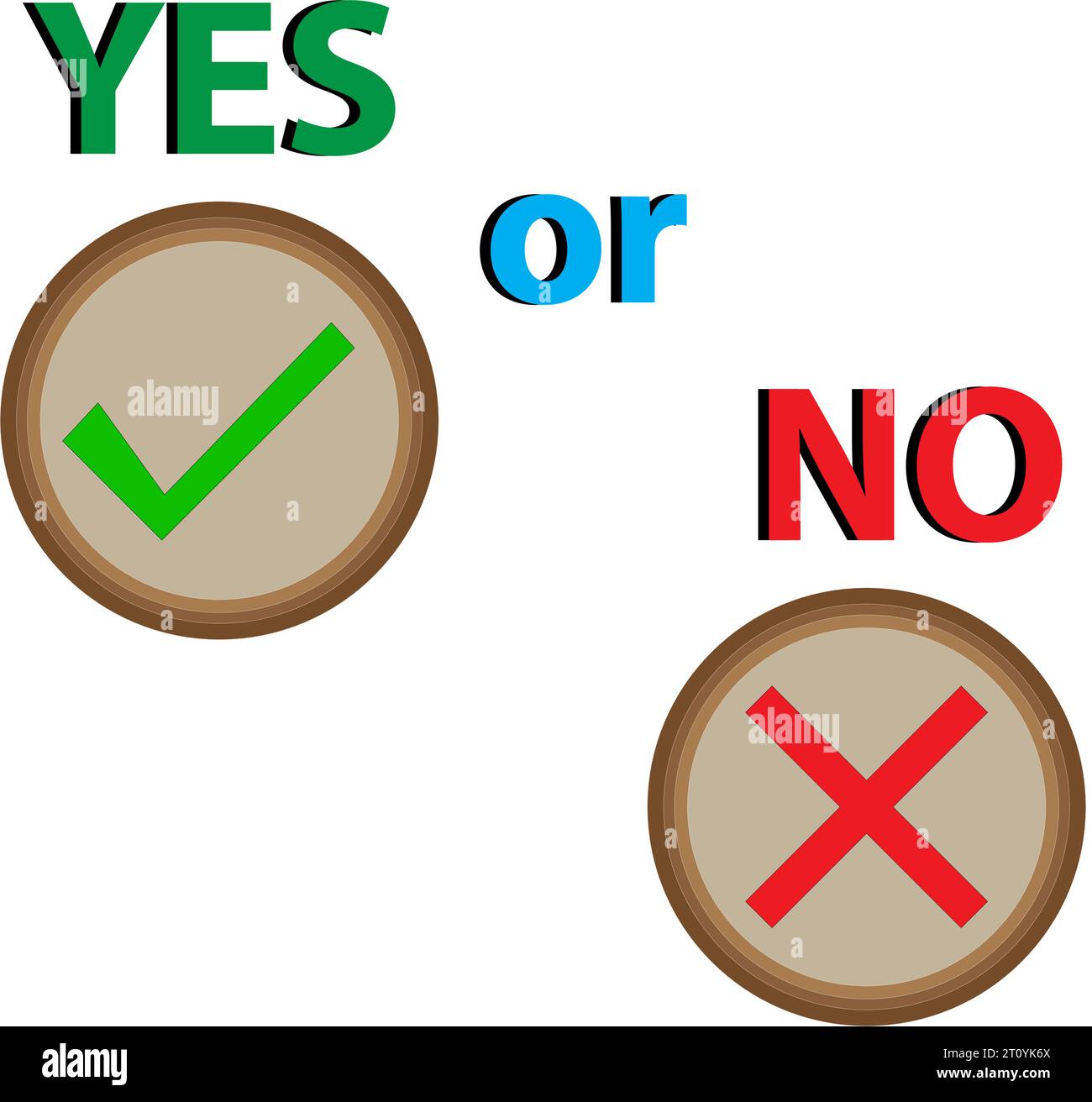 Yes or no choice. vector illustration. Checkmark cross icon set. Checkmark the right symbol tick sign. cross on white background. Isolated vector sign Stock Vector