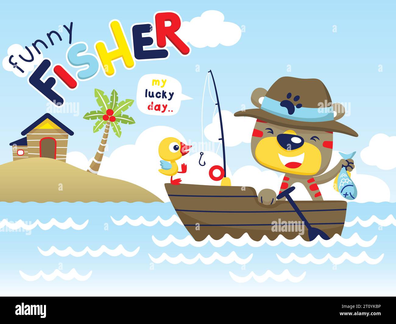 Cat fishing boat Stock Vector Images Alamy