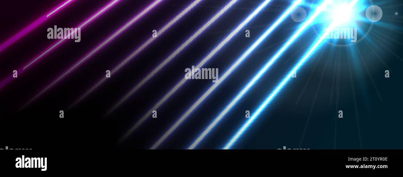 Blue and purple neon laser lines technology modern banner design ...