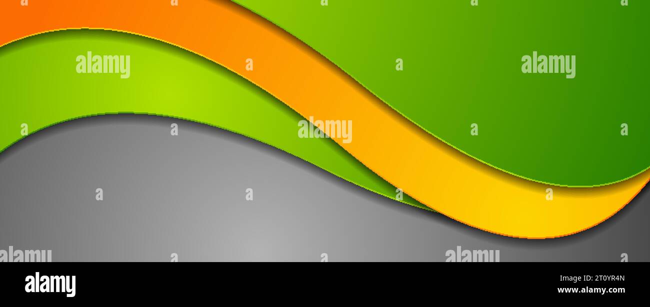 Green and orange abstract elegant waves corporate vector background Stock Vector