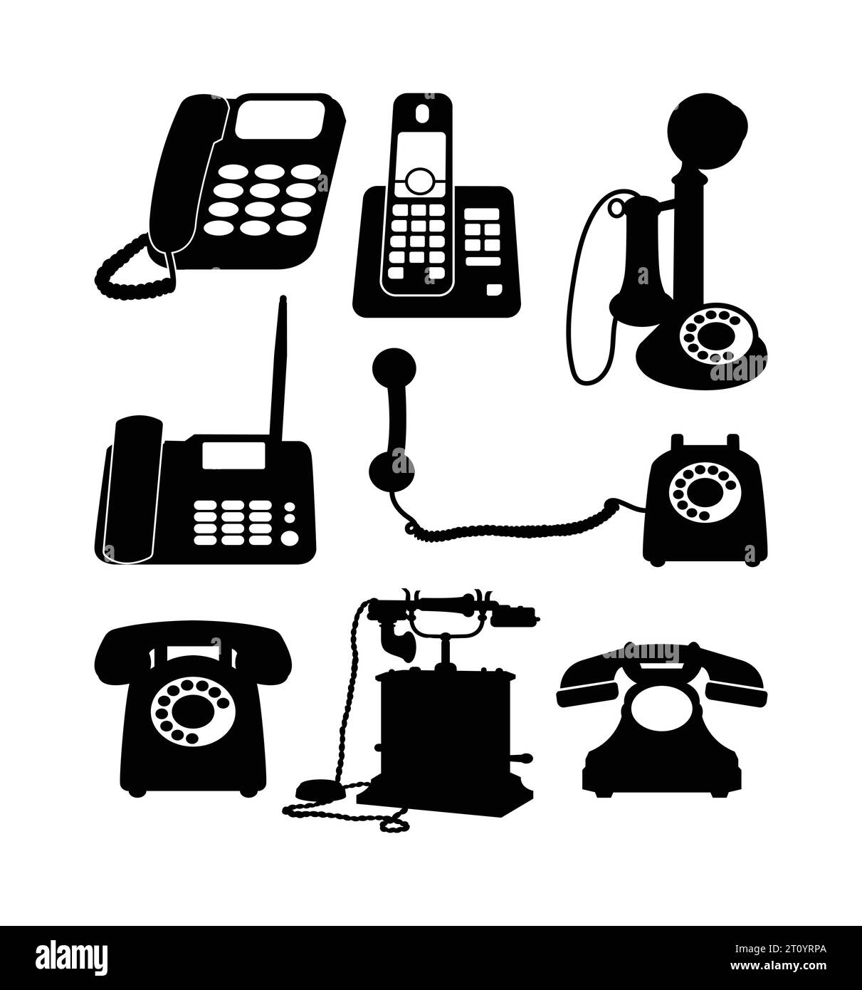 Telephone telecommunication tool object silhouette Stock Vector