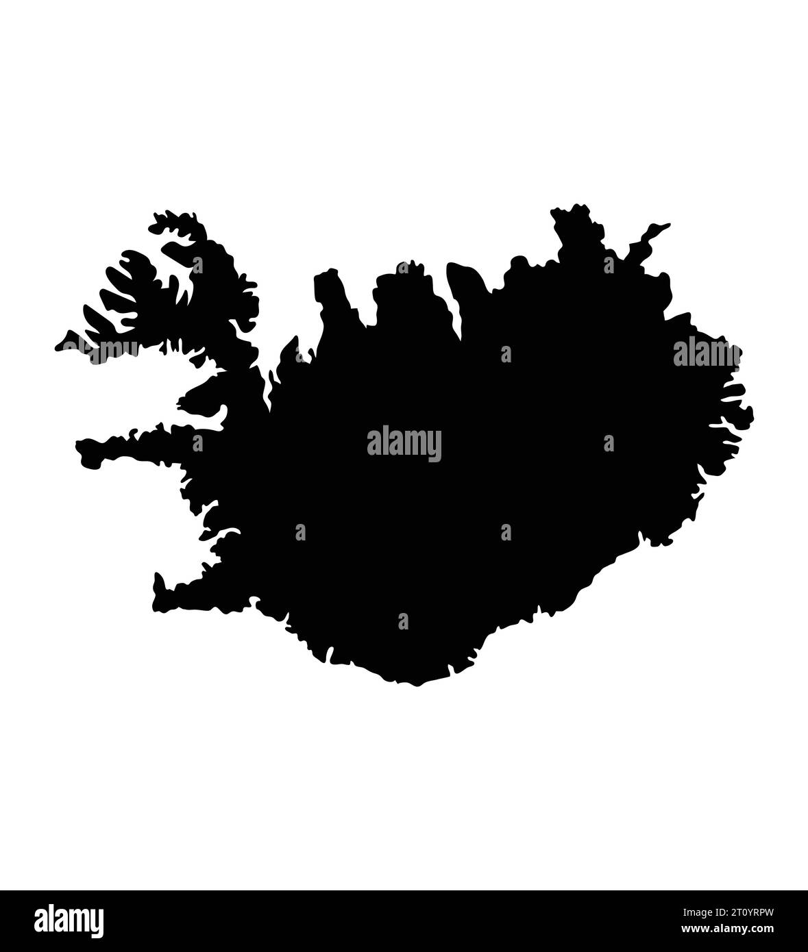 Iceland island map silhouette region territory, black shape style illustration Stock Vector