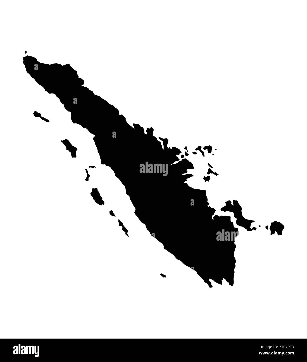 Sumatra Indonesia island map silhouette region territory, black shape style illustration Stock Vector