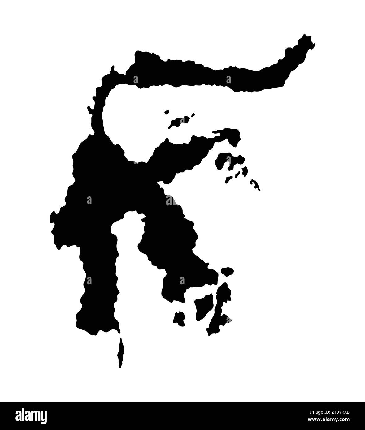 Sulawesi Indonesia island map silhouette region territory, black shape style illustration Stock Vector