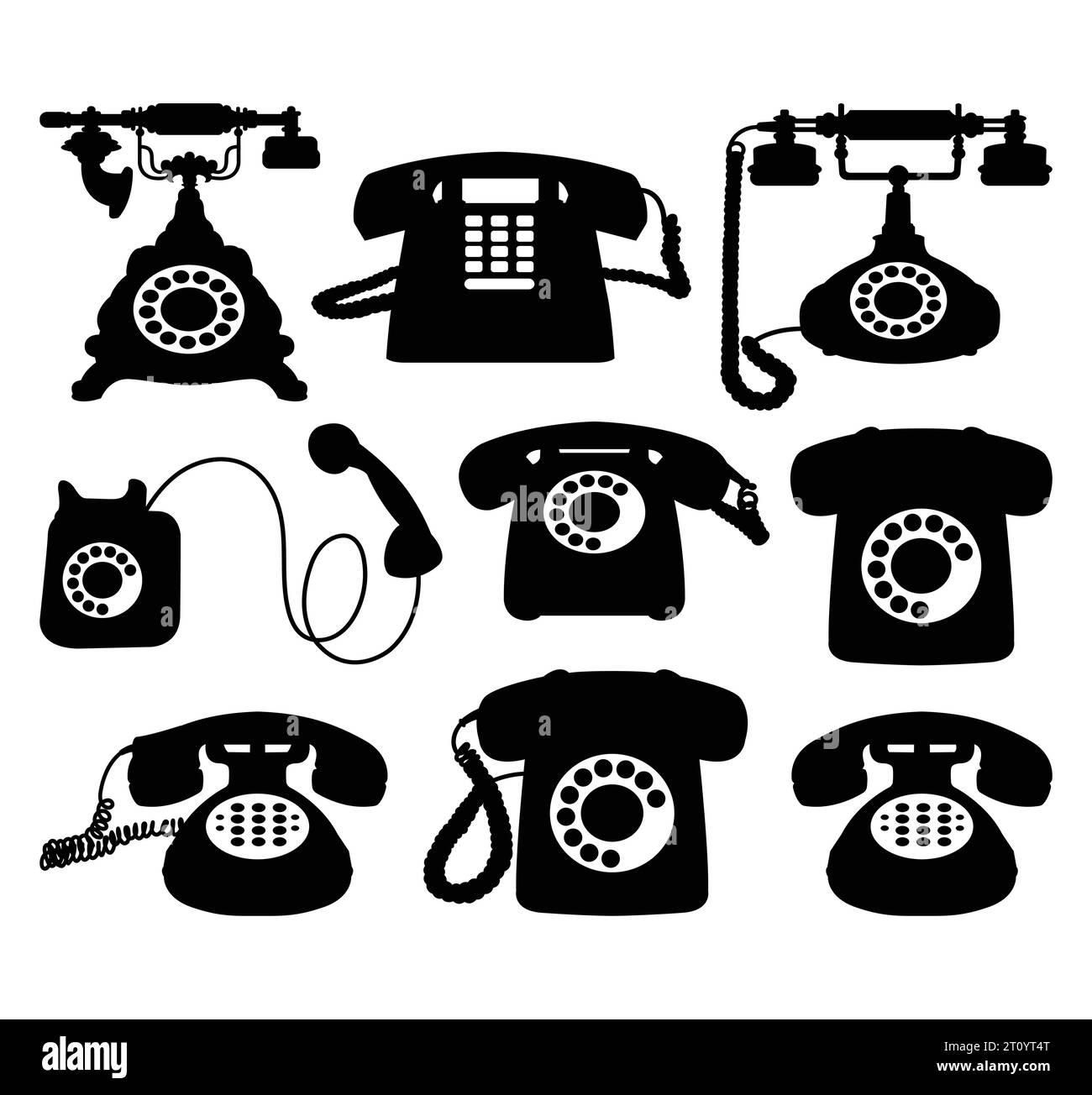 Telephone telecommunication tool object silhouette Stock Vector