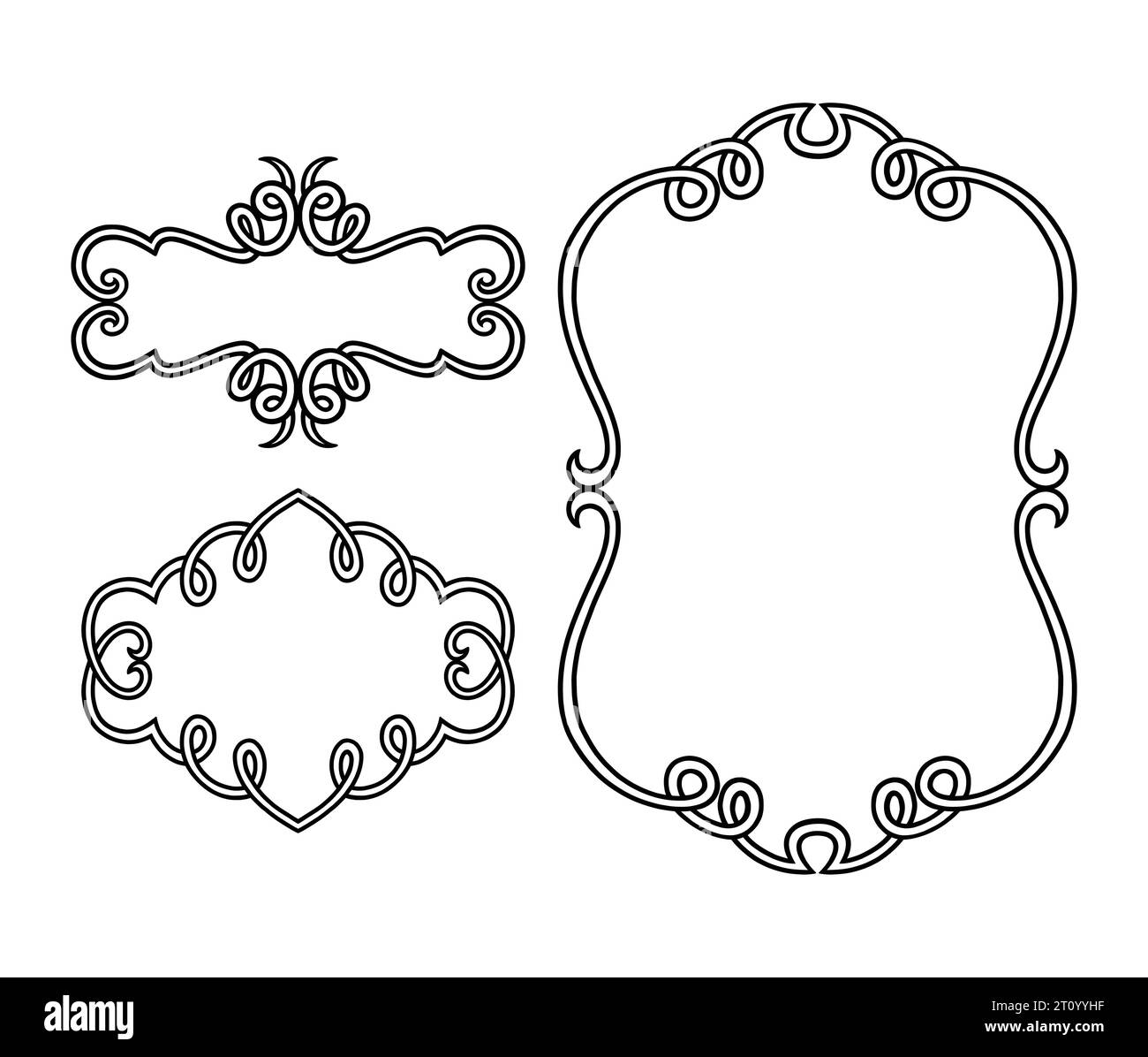 floral ornament decoration frame and corner drawing illustration Stock Vector