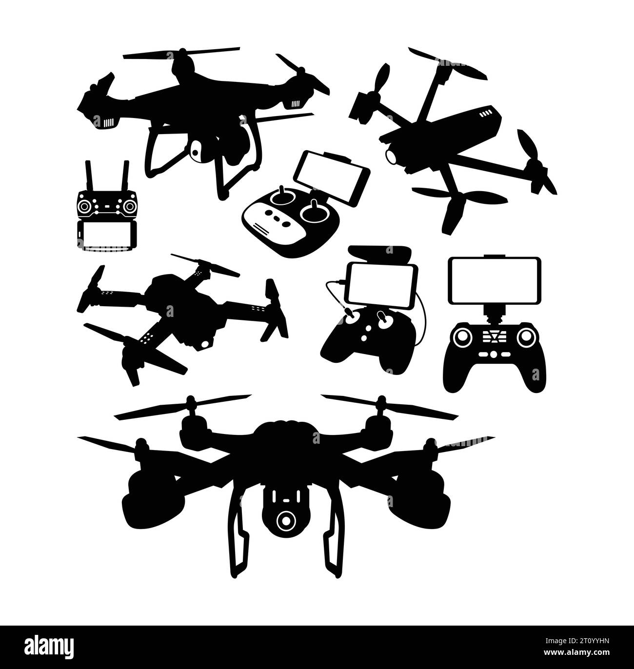 drone with camera tool silhouette Stock Vector