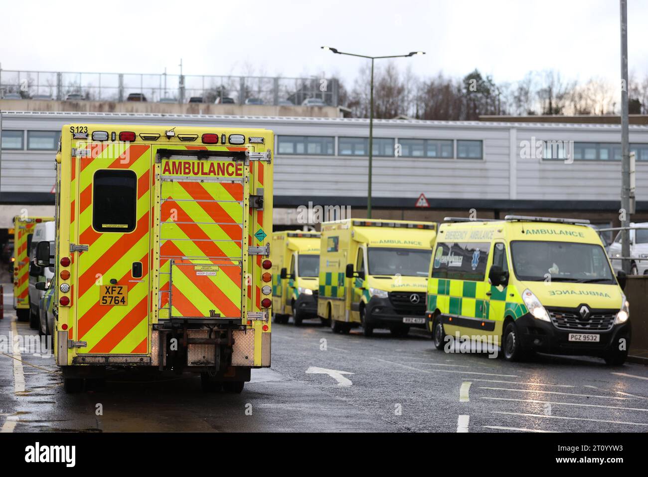 File photo dated 09/01/23 of ambulances outside the Ulster Hospital in