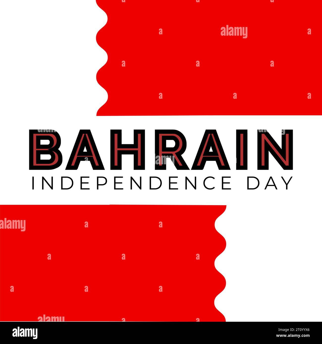 Illustration of bahrain independence day text over red and white background, copy space Stock Photo