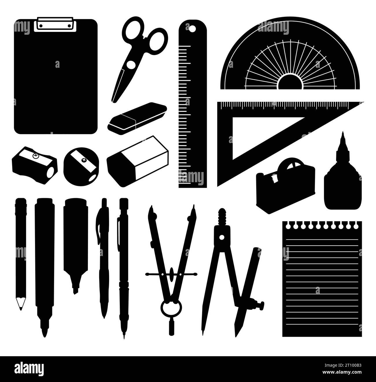 school tools equipment science and education silhouette Stock Vector