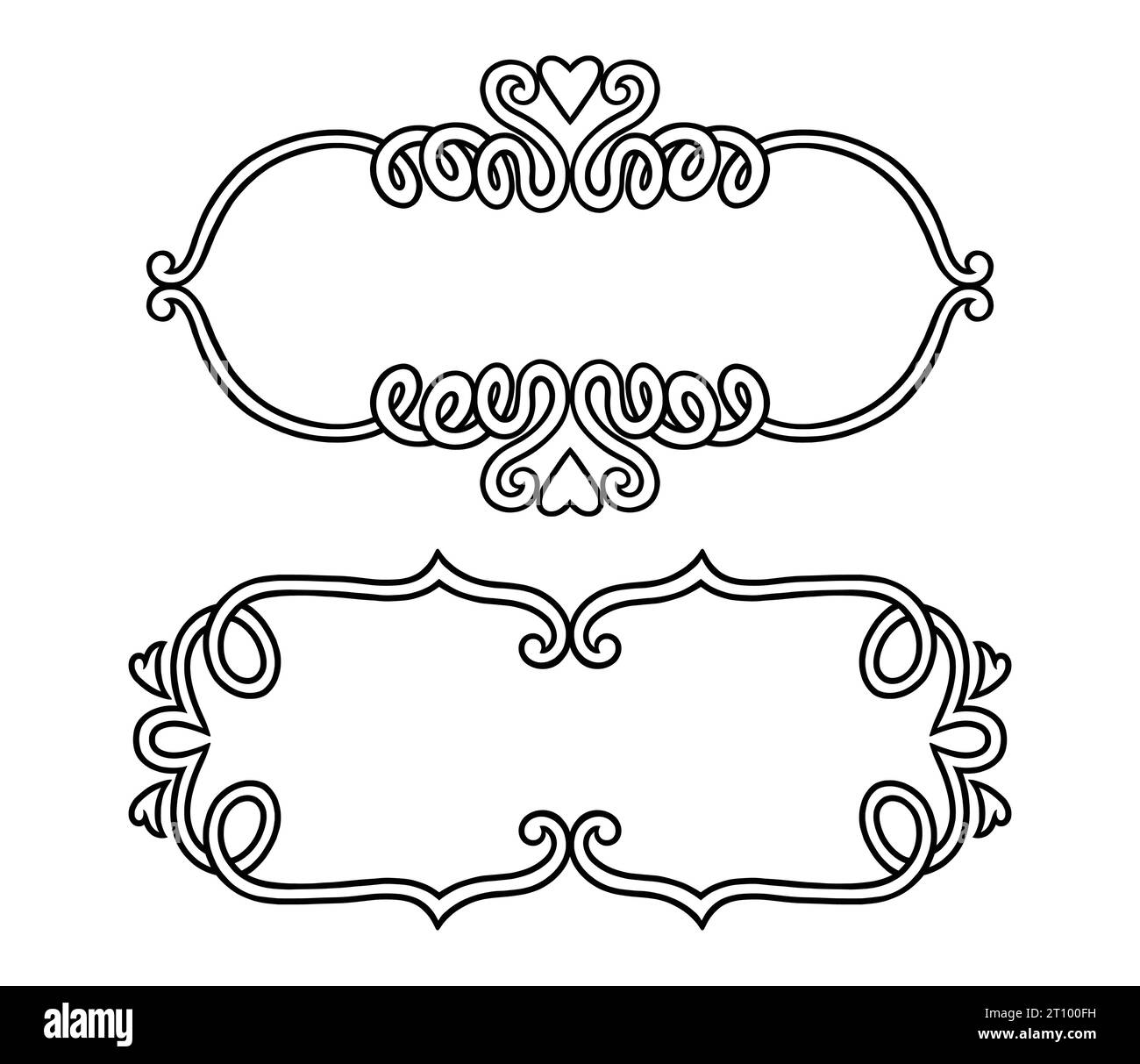 floral ornament decoration frame and corner drawing illustration Stock Vector